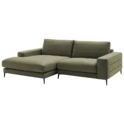 Ecksofa in Velours Olivgr&uuml;n 177/253 cm
