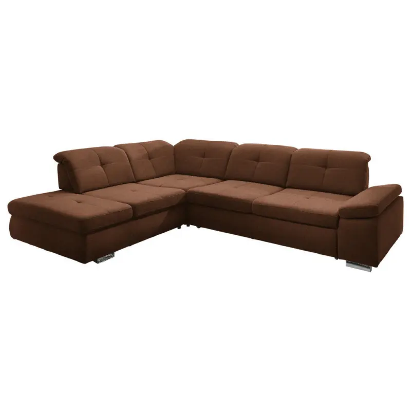 Ecksofa in Mikrofaser Hellbraun 260/312 cm