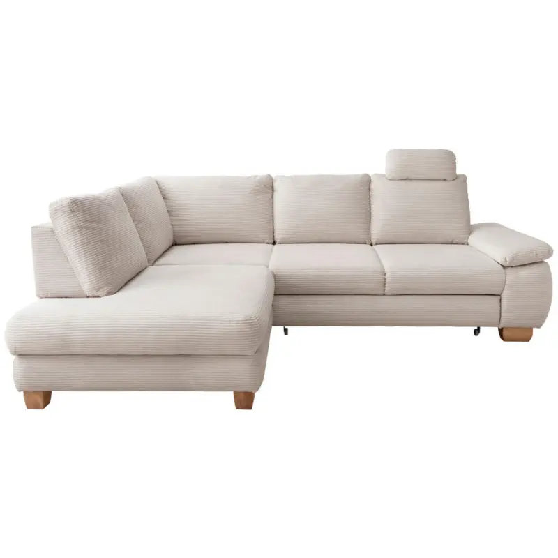 Eckschlafsofa in Cord Beige
