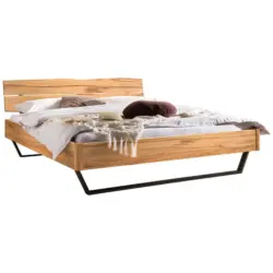 Bett 180/200 cm in Anthrazit, Buchefarben