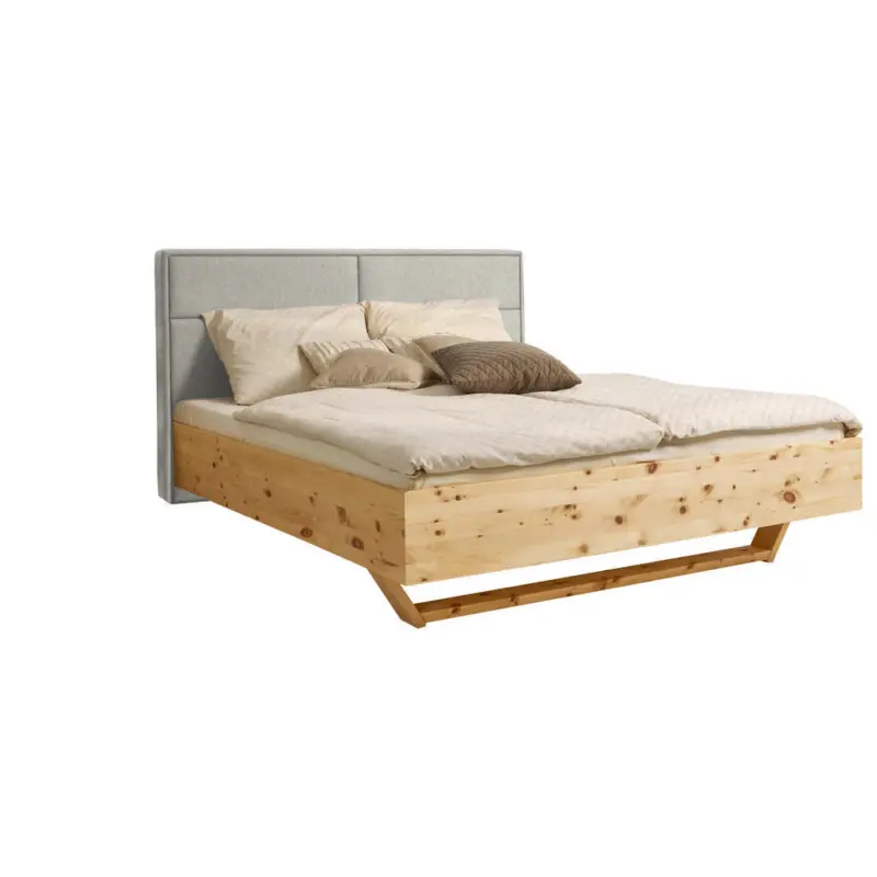 Bett 200/200 cm in Naturfarben, Zirbelkieferfarben