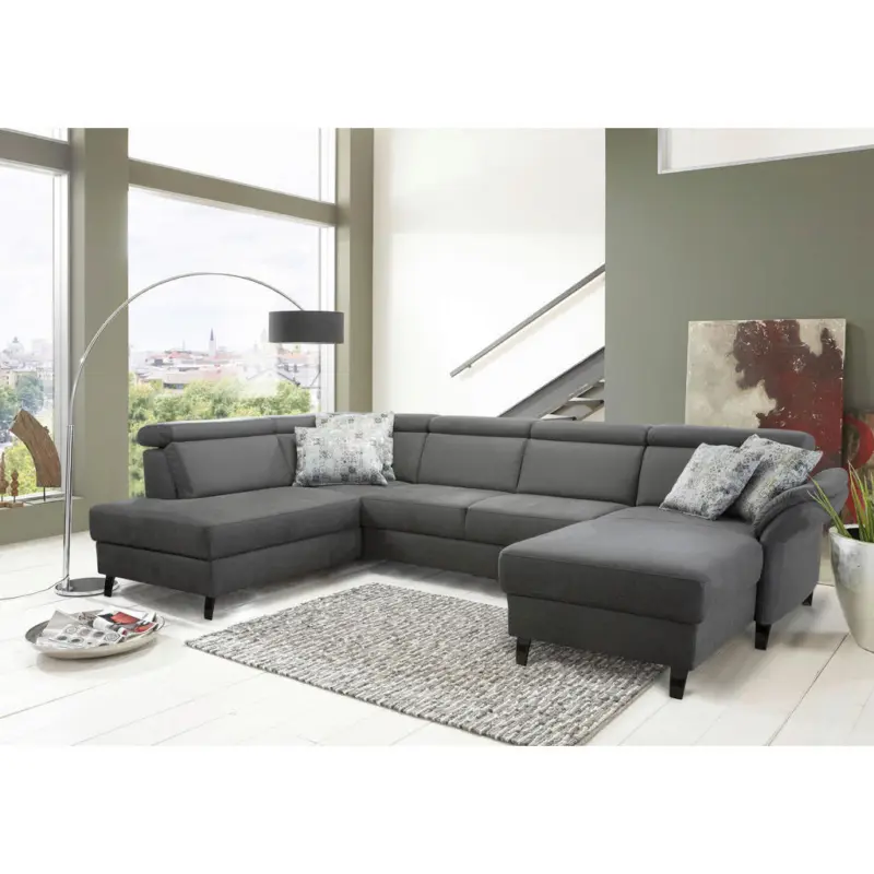 Wohnlandschaft in Mikrofaser Anthrazit