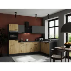 Eckk&uuml;che 280/172 cm in Grau, Eiche Artisan