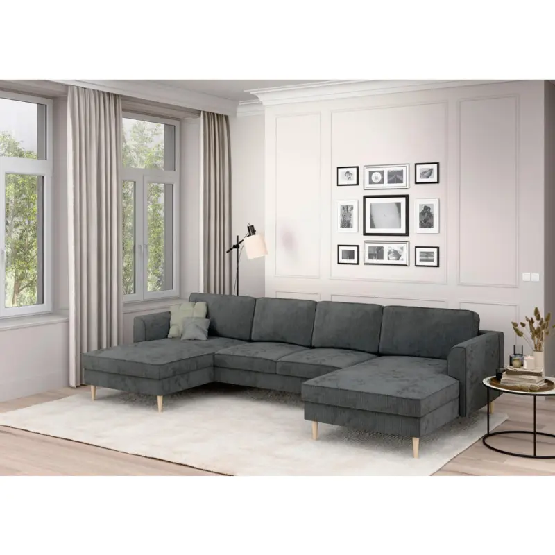 Wohnlandschaft in Cord Dunkelgrau