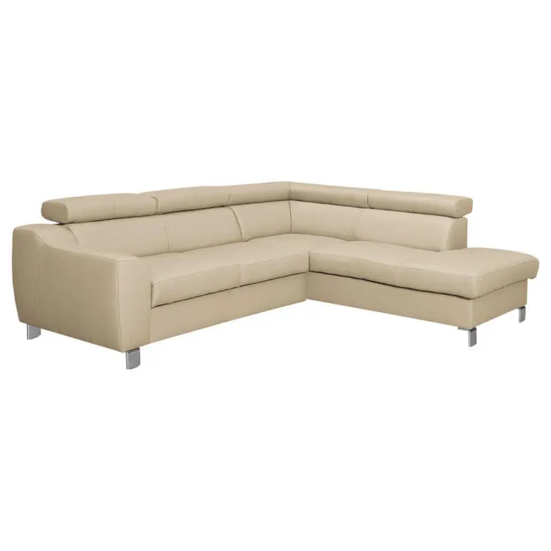 Ecksofa in Lederlook Echtleder Beige