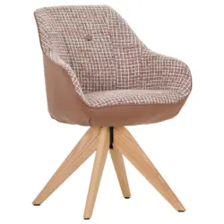 Armlehnstuhl Stoffauswahl, Sitzfl&auml;che 360&deg; drehbar, Gestellauswahl, automatische R&uuml;ckholfunktion Chenille, Lederlook