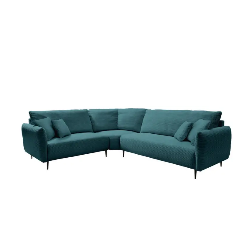 Ecksofa in Cord Petrol 256/294 cm