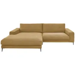Ecksofa in Feincord Gelb, Gr&uuml;n 207/293 cm