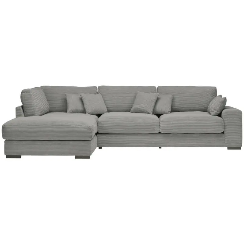 Ecksofa in Cord Grau 205/340 cm