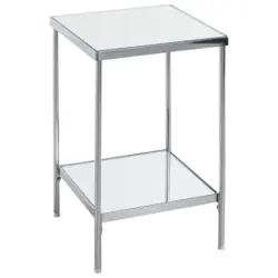 Beistelltisch in Metall, Glas 28/28/46 cm