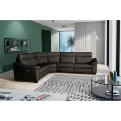 Ecksofa in Echtleder Braun 299/299 cm
