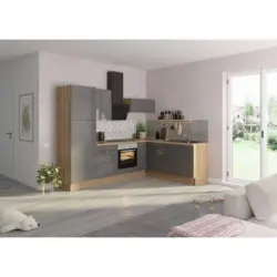 Eckk&uuml;che 270/200 cm in Anthrazit, Eichefarben