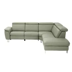 Ecksofa in Echtleder Gr&uuml;n 271/239 cm
