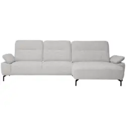Ecksofa in Chenille, Flachgewebe Ecru 318/165 cm