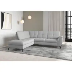 Ecksofa Zora E in Flachgewebe Hellgrau 212/244 cm