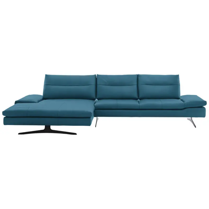 Ecksofa in Echtleder Hellblau 158/342 cm