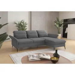 Ecksofa in Flachgewebe Grau 264/198 cm