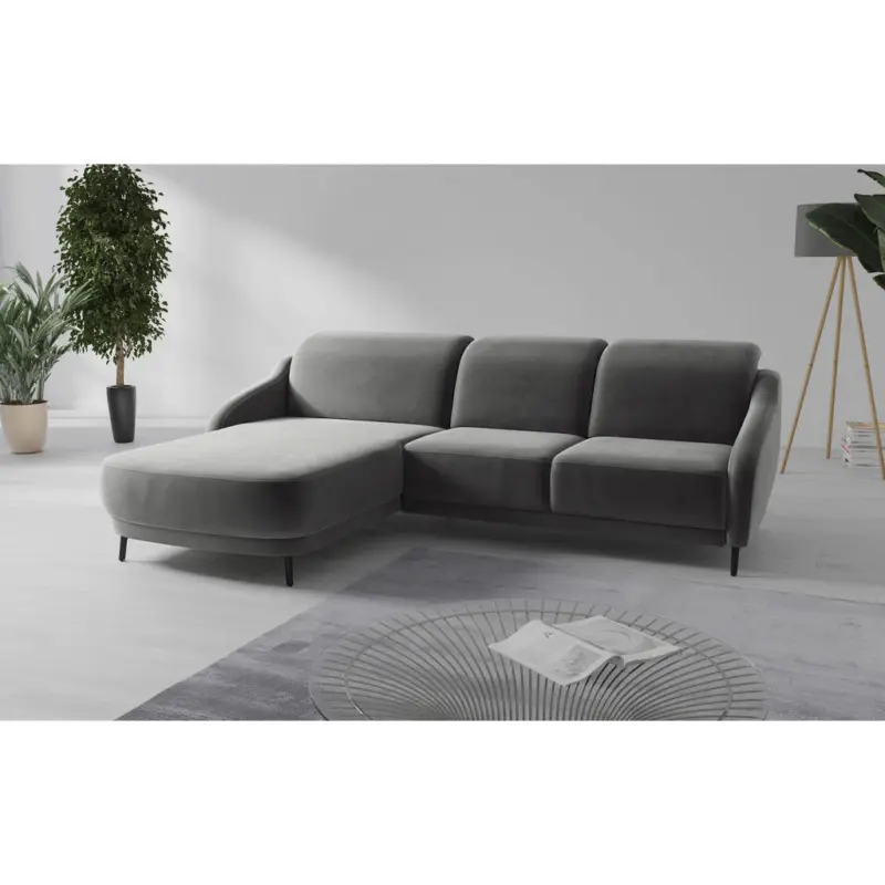 Ecksofa Blues V in Samt Grau 191/271 cm