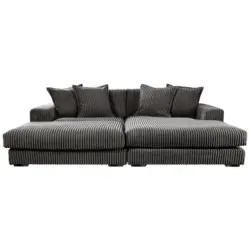 Ecksofa Funny in Cord Grau 285/195 cm