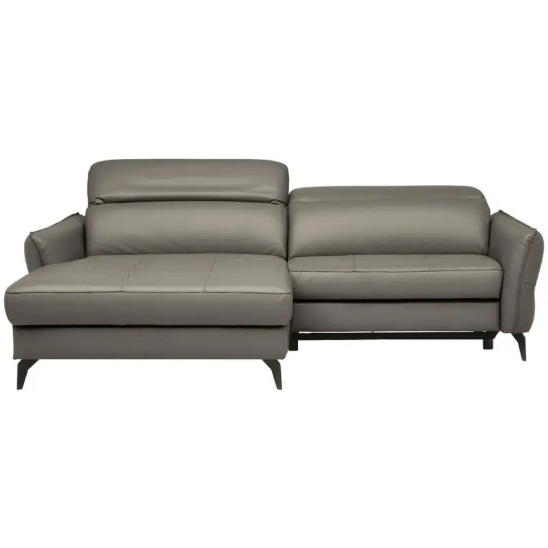 Ecksofa in Echtleder Grau 175/246 cm