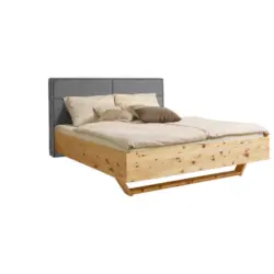 Bett 180/200 cm in Zirbelkieferfarben, Hellgrau