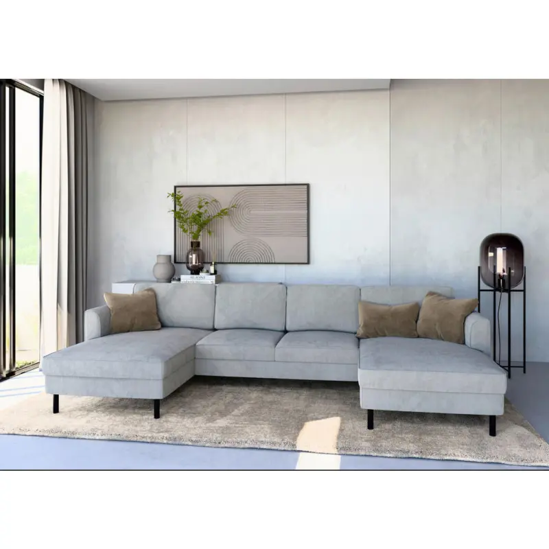 Wohnlandschaft in Cord Grau