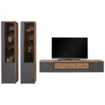 XXXLutz Lauterach - Ihr M&ouml;belhaus bei Bregenz Wohnwand in Graphitfarben, Wildeiche 335,7/207,1/37,1 cm