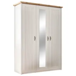 Dreht&uuml;renschrank in Wei&szlig;, Eichefarben