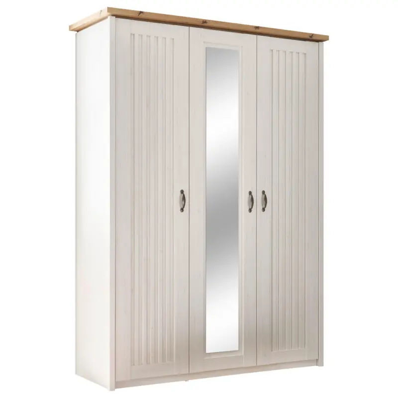 Dreht&uuml;renschrank in Wei&szlig;, Eichefarben