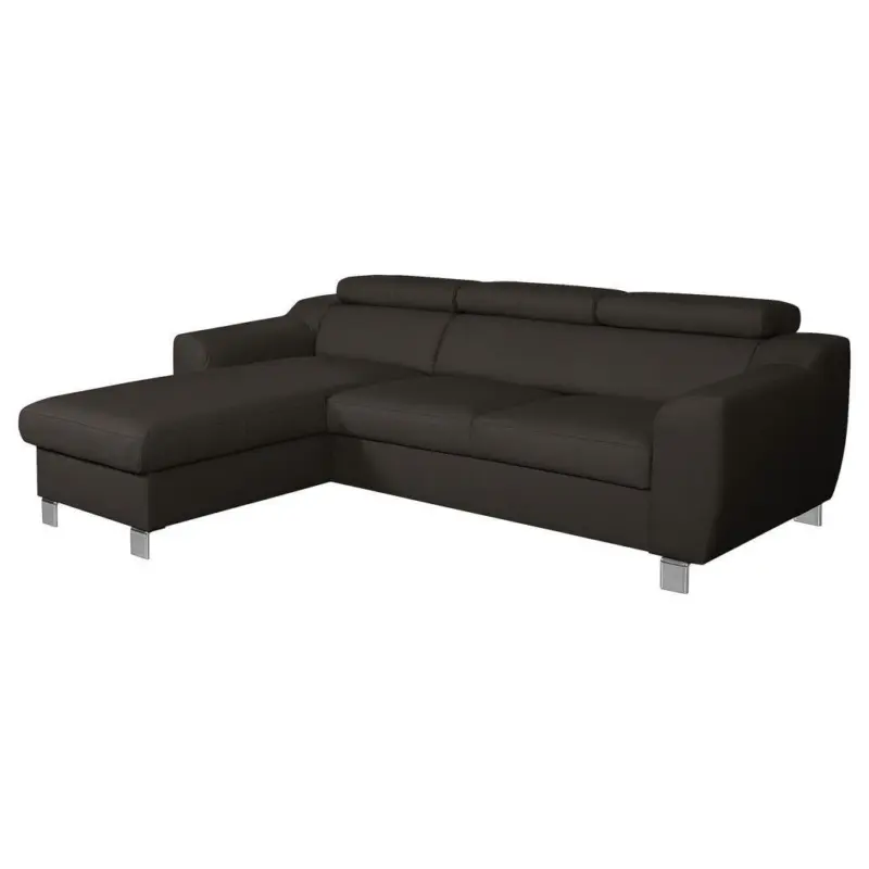 Ecksofa in Lederlook Echtleder Dunkelbraun 176/242 cm