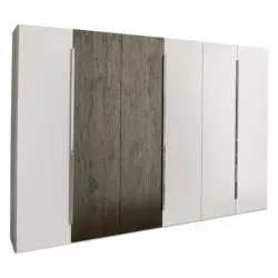 Dreht&uuml;renschrank in Wei&szlig;, Eichefarben