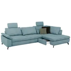 Ecksofa Sense in Cord, Velours Hellblau