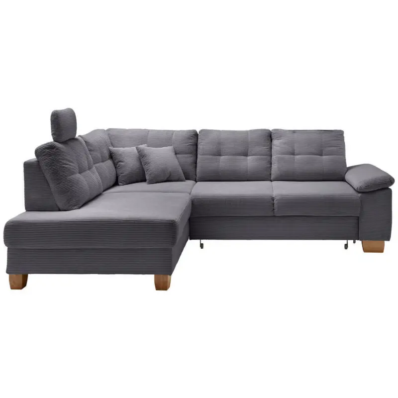 Ecksofa in Cord Grau