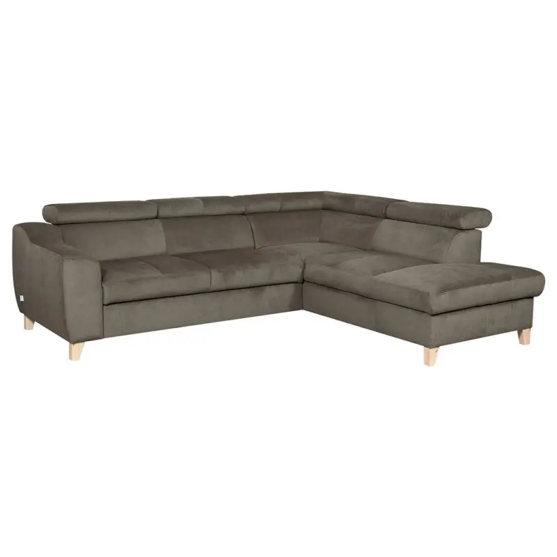 Ecksofa in Webstoff Graubraun 245/208 cm