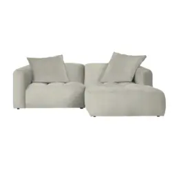 Ecksofa Mosso in Webstoff Wei&szlig; 240/173 cm