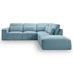 Ecksofa LUX in Webstoff Hellblau 305/281 cm