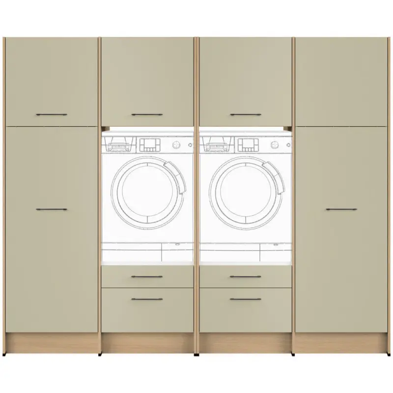 Hauswirtschaftsraum in Eichefarben, Salbeigr&uuml;n