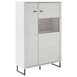 Highboard Wei&szlig;, Eichefarben 100/152/37 cm