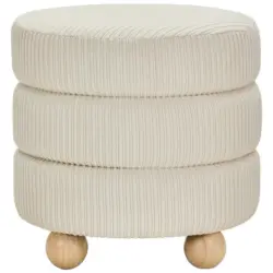 Hocker in Holz, Textil Creme