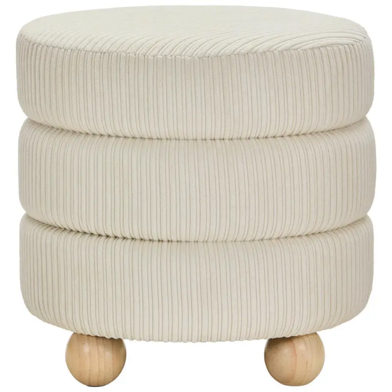 Hocker in Holz, Textil Creme