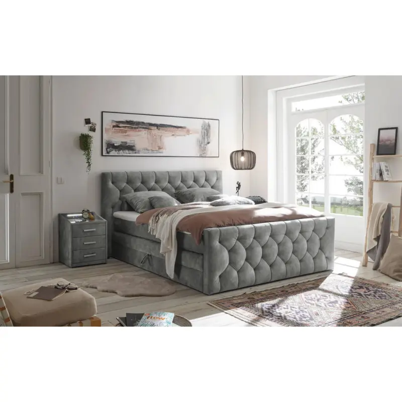 Boxspringbett 180/200 cm in Grau