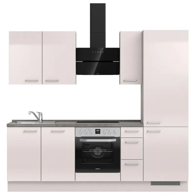 K&uuml;chenleerblock 240 cm in Schieferfarben, Hellgrau