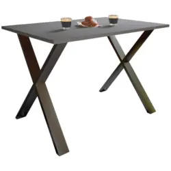 Esstisch in Metall, Holzwerkstoff