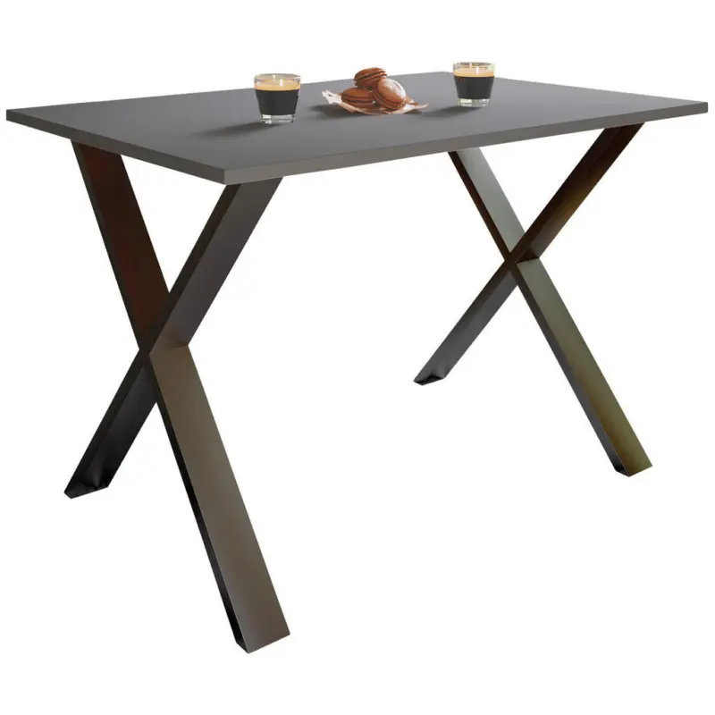 Esstisch in Metall, Holzwerkstoff