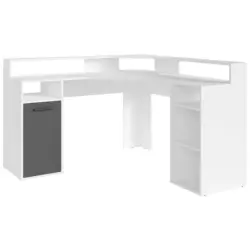 Eckschreibtisch 139/139/90 cm in Anthrazit, Wei&szlig;
