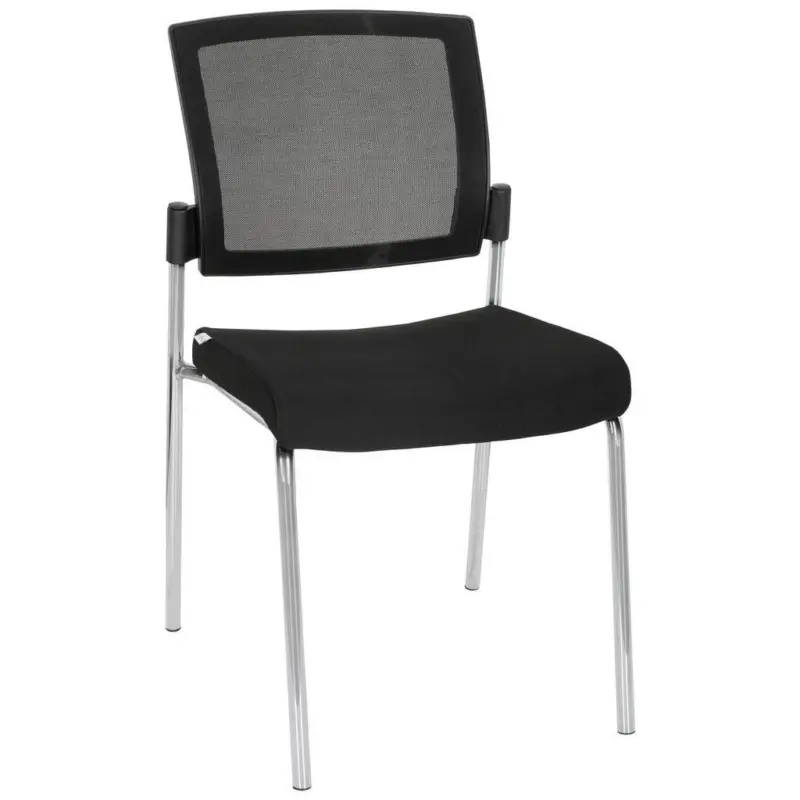 Besucherstuhl in Netzbespannung, Flachgewebe Schwarz