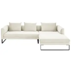 Ecksofa in Cord Wei&szlig; 284/178 cm