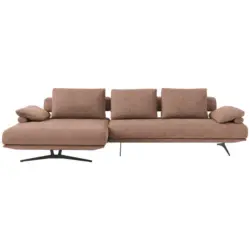 Ecksofa in Chenille Hellbraun 168/334 cm