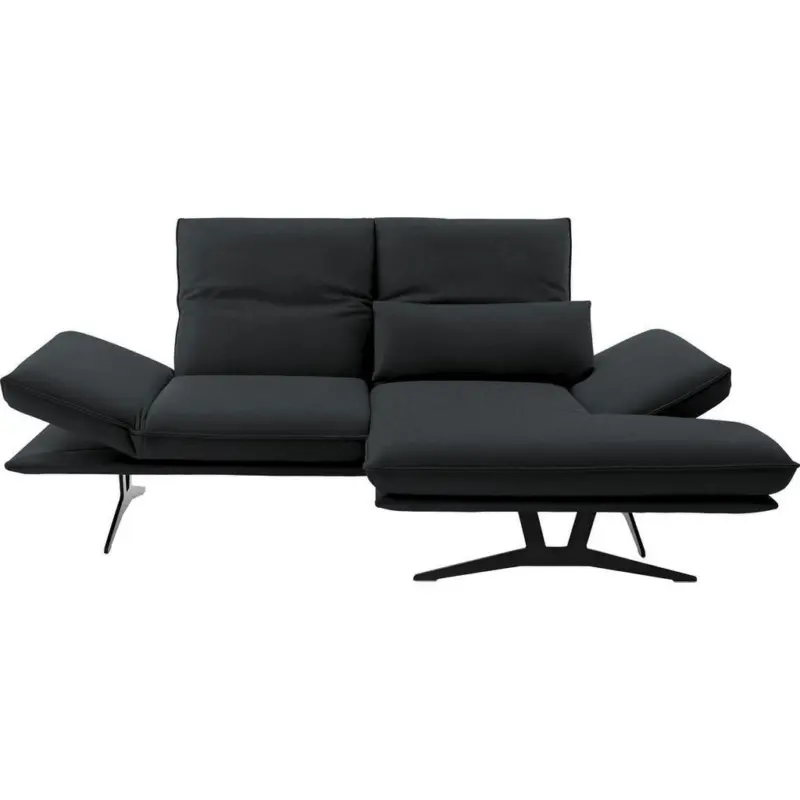 Ecksofa in Echtleder Grau 210/130 cm