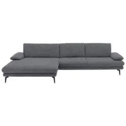 Ecksofa in Velours Silberfarben 180/310 cm